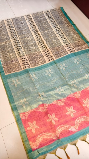 Cyan Peach Pallu